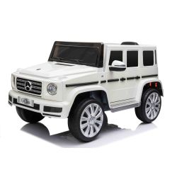 Mercedes G500 elektromos autó 12V, fehér, 2,4 GHz távirányító, USB / SD bemenet, felfüggesztés, lítium akkumulátor, LED lámpák, EREDETI licenc