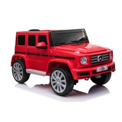 Mercedes G500 elektromos autó 12V, piros , 2,4 GHz távirányító, USB / SD bemenet, felfüggesztés, lítium akkumulátor, LED lámpák, EREDETI licenc