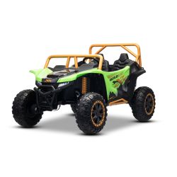 Elektromos buggy Arctic CAT XXL 4x4 24V, zöld, kétszemélyes, puha EVA kerekekkel, nagy teljesítményű motorokkal, lítium akkumulátorral, MP3-lejátszóval Bluetooth funkcióval, rugózott hátsó tengellyel, műbőr ülésekkel, eredeti licenccel
