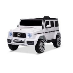 Elektromos Mercedes G63 12V játékautó, fehér, egyszemélyes ülés, lítium akkumulátor, 2,4 GHz-es távirányító, 2X MOTOR, USB, SD kártya, EREDETI licenc