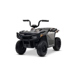 Arctic Cat márkájú, 12V-os, hátul hajtott elektromos quad, szürke, LED világítással, lítium akkumulátorral és két darab 25 W-os motorral, hivatalos licenccel