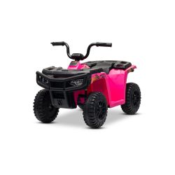 Arctic Cat márkájú, 12V-os, hátul hajtott elektromos quad, rózsaszín, LED világítással, lítium akkumulátorral és két darab 25 W-os motorral, hivatalos licenccel