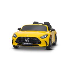 Elektromos Mercedes GT63 AMG gyerekautó 24V, 4x4 meghajtással, sárga, kétszemélyes, állítható vezetőüléssel, puha EVA kerekekkel, 2,4 GHz-es távirányítóval, USB/Bluetooth csatlakozással, 200 W-os motorokkal, lengéscsillapított, lítium akkumulátorral, LED 
