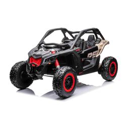 Can-am Maverick 4X4 24V Elektromos autó, fekete, kétüléses, hátsó rugózással, 2,4 Ghz-es távirányító, Hordozható lítium akkumulátor, 4 x 200 W-os motorok, EVA kerekek, műbőrülések, MP3 lejátszó USB/SD bemenettel, eredeti licenc
