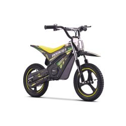 Elektromos gyermek minicross motorkerékpár ROOKIE X 24V (12"), zöld, lítium akkumulátor, 250 W kefe nélküli motor, tárcsafék