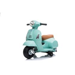 Elektromos motorkerékpár Vespa GTS, türkiz, segédkerekekkel, eredeti licenc, Lítium akkumulátor, Bőrülés, 30W motor