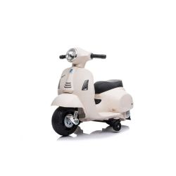 Elektromos motorkerékpár Vespa GTS, fehér, segédkerekekkel, eredeti licenc, Lítium akkumulátor, Bőrülés, 30W motor