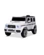 Elektromos Mercedes G játékautó, fehér, egyszemélyes ülés, lítium akkumulátor, 2,4 GHz-es távirányító, 2X MOTOR, USB, SD kártya, EREDETI licenc