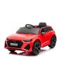 Audi RS6 elektromos autó, 12V, bőrülés, 2.4GHz távirányító, USB bemenet, LED lámpák, 12V akku, puha EVA kerekek, 2 X MOTOR, piros, EREDETI licenc