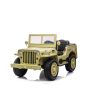 ARMY 4X4 Elektromos játékautó, sárga, Háromüléses, MP3 lejátszó USB / SD bemenettel, Lengéscsillapított kerekek, LED-es lámpák, Lehajtható szélvédő, 12V14AH, EVA kerekek, Bőr ülések, 2,4 GHz-es távirányító, 4 x 4 meghajtás
