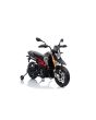 Elektromos motorkerékpár APRILIA DORSODURO 900, Eredeti liszensz, 12 V, EVA puha kerekek, 2 x 18 W motor, 12 V akkumulátor, Lengéscsillapított, fémkeret, fémvilla, segédkerekek, szürke