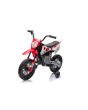 Elektromos Motorkerékpár MOTOCROSS, piros, 12V-os akkumulátor, EVA puha kerekek, Bőrülés, 2 x 25 W-os Motor, Lengéscsillapított felfüggesztés, Fém váz, Bluetooth-os MP3 lejátszó, segédkerekek