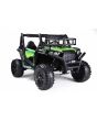 Elektromos kisautó 24V UTV, zöld, két üléses, 2 x 200 W motor, EVA kerekek, lengéscsillapított kerekek, elektromos fék, kárpitozott ülés, USB, AUX, 2,4 GHz-es távirányítóval