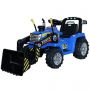 Elektromos traktor MASTER merőkanállal, kék, Hátsókerék-meghajtás, 12 V-os akkumulátor, Műanyag kerekek, 2 X 35 W-os motor, széles ülés, 2,4 GHz-es távirányító, egyszemélyes, MP3 lejátszó Aux bemenettel