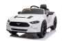 Ford Mustang 24V Elektromos játékautó, fehér, puha EVA kerekek, motorok: 2 x 16 000 fordulat, 24V akkumulátor, LED-es lámpák, 2,4 GHz-es távirányító, MP3-lejátszó, eredeti licenc