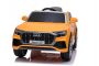 Elektromos autó Audi Q8, 12V, 2,4 GHz távirányító, USB / SD bemenet, LED-es lámpák, 12 V-os elem, puha EVA kerekek, 2 X MOTOR, narancssárga, Eredeti liszensz