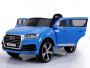 Elektromos kisautó gyerekeknek Audi Q7, Eredeti Liszensz, 2,4 GHz távirányító, Nyitható ajtók, Bőr ülés, EVA kerekek, lakkozott Kék, 12V,  2 X MOTOR