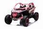 Can-am Maverick Elektromos autó, Rózsaszín, kétüléses, hátsó rugózással, 2,4 Ghz-es távirányító, hordozható akkumulátor, 4 x 35 W-os motorok, EVA kerekek, műbőrülések, MP3 lejátszó USB/SD bemenettel, eredeti licenc