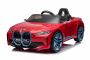 BMW i4 Elektromos játékautó ,piros, 2,4 GHz-es  távirányító, USB / AUX / Bluetooth csatlakozás, lengéscsillapított hátsó felfüggesztés , 12V akkumulátor, LED világítás, 2 X MOTOR, EREDETI licensz