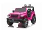 Elektromos kis autó JEEP Wrangler, Két ülés, Rózsaszín, Bőr ülés, Rádió Bluetooth lejátszóval, SD / USB bemenet, 4x4 meghajtó, Lítium akkumulátor, EVA kerekek, lengéscsillapított kerekek, 2,4 GHz távirányító