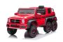 Mercedes-Benz G63 AMG 6X6 elektromos gyermekautó, Együléses, piros, 6 kerék független felfüggesztéssel, Hajtás 4 x 45W, 12V10AH Akkumulátor, Műanyag kerekek és ülés, Távirányító, Eredeti Licenc