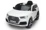 Elektromos kisautó gyerekeknek Audi Q7, Eredeti Liszensz, 2,4 GHz távirányító, Nyitható ajtók, Bőr ülés, EVA kerekek, Fehér, 12V,  2 X MOTOR