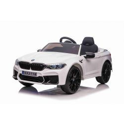 BMW M5 24V Elektromos játékautó, fehér, Puha EVA kerekek, Motorok: 2 x 24V, Akkumulátor 24V, LED világítás, 2,4 GHz-es távirányító, MP3 lejátszó, puha polyuretán ülés, EREDETI licenc