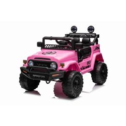 Elektromos gyermek autó TOYOTA FJ CRUISER hátsó kerék meghajtással, rózsaszín, 12V-os akkumulátor, magas felfüggesztés ,széles ülés, lengéscsillapított hátsó felfüggesztés, LED lámpák, 2,4 GHz távirányító, MP3 lejátszó USB/AUX bemenettel, Eredeti liszensz