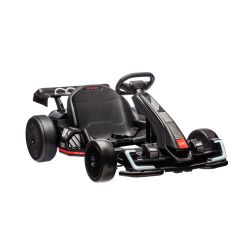 Licencelt Audi drift gokart 24 V, fekete, LED -es lámpák, 2 x 150W motor, drift üzemmód 12 km/h sebességgel, 24 V -os akkumulátor, hatalmas vasszerkezet, állítható ülés, MP3 lejátszó