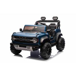 Elektromos kisautó Ford Bronco XL hátsókerék-meghajtással, licencelt (kétüléses), kék, lítium akkumulátor, magas alváz, két ülés, lengéscsillapított felfüggesztéssel, 2,4 GHz-es távirányító, MP3 lejátszó USB bemenettel, LED világítás