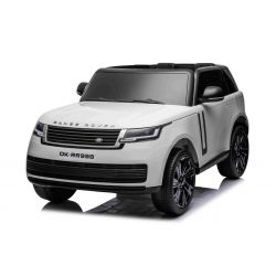 Range Rover 2023 model elektromos kisautó,Kétszemélyes,fehér,bőr ülésekkel,Rádió USB bemenettel,Hátsókerék meghajtás,legnéscsillapított hátsó felüggesztés,12V7AH Akkumulátor,EVA kerekek,Kulcsos háromállású indítás, 2,4 GHz Távirányító,Eredeti licenc