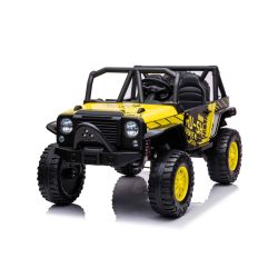 Elektromos játékautó Raptor XXL 24V, sárga, 4 x 50 W motor, EVA kerekek, elektromos fék, bőrülések, rugózott kerekek, MP3 lejátszó, USB, AUX bemenet, LED lámpák