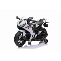 HONDA CBR 1000RR Elektromos motor, Licenc, 12V akkumulátor, Műanyag kerekek, 30W motor, LED lámpák, fix váz, segédkerekek, fehér