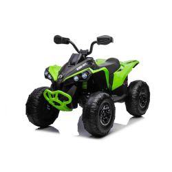 Elektromos quad Can-am Renegade, zöld, egyszemélyes, lengéscsillapított első és hátsó tengely, LED Világítás, 12V akkumulátor, 2 x 35W Motorok, puha EVA kerekek, MP3 lejátszó USB/AUX bemenettel, Eredeti liszensz