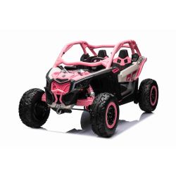 Can-am Maverick Elektromos autó, Rózsaszín, kétüléses, hátsó rugózással, 2,4 Ghz-es távirányító, hordozható akkumulátor, 4 x 35 W-os motorok, EVA kerekek, műbőrülések, MP3 lejátszó USB/SD bemenettel, eredeti licenc