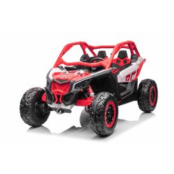Can-am Maverick Elektromos autó, piros, kétüléses, első és hátsó rugózással, 2,4 Ghz-es távirányító, hordozható akkumulátor, 4 x 35 W-os motorok, EVA kerekek, műbőrülések, MP3 lejátszó USB/SD bemenettel, eredeti licenc