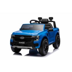 Elektromos játékautó FORD Ranger, kék, Bőrülés, 2,4 GHz-es távirányító, Bluetooth / USB bemenet, Lengéscsillapított felfüggesztés, Líthium akkumulátor, Műanyag kerekek, 2x30 W MOTOR, EREDETI licenc