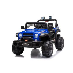 All Ride elektromos autó  hátsókerék-meghajtással, kék, 12 V-os akkumulátor, Magas alváz, széles dupla ülés, Rugózott hátsó kerekek, 2,4 GHz-es távirányító, MP3 lejátszó USB bemenettel, LED lámpák