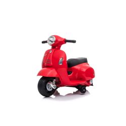 Elektromos motorkerékpár Vespa GTS, piros, segédkerekekkel, eredeti licenc, 6V Akkumulátor, Bőrülés, 30W motor