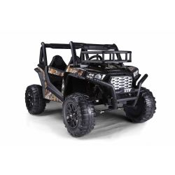 Elektromos kisautó 24V UTV, Fekete, két üléses, 2 x 200 W motor, EVA kerekek, lengéscsillapított kerekek, elektromos fék, kárpitozott ülés, USB, AUX, 2,4 GHz-es távirányítóval