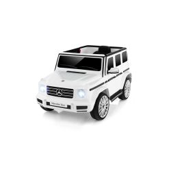 Elektromos Mercedes G játékautó, fehér, egyszemélyes ülés, lítium akkumulátor, 2,4 GHz-es távirányító, 2X MOTOR, USB, SD kártya, EREDETI licenc