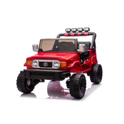 Elektromos Toyota FJ Cruiser XXL autó 4x4 hajtással, licencelt (Kétszemélyes), piros, Hordozható lítium akkumulátorral, Magas alvázzal, Két üléssel, Hátsó tengely rugózással, 2,4 GHz-es távirányítóval, MP3 lejátszóval Bluetooth kapcsolattal, LED lámpával