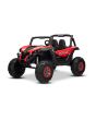 Elektromos kisautó NEW RSX 24V, piros, 4x4 meghajtás, lítium akkumulátor, EVA kerekek, rugózott tengelyek, kétszemélyes műbőr ülés, távirányító, MP3 lejátszó USB/AUX bemenettel.