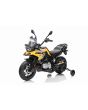 BMW F850 GS elektromos motor, eredeti licenc, 12V akku, EVA soft kerekek, 2 x 35W motor, LED lámpák, Segéd kerekek, sárga