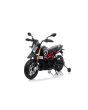 Elektromos motorkerékpár APRILIA DORSODURO 900, Eredeti liszensz, 12 V, EVA puha kerekek, 2 x 18 W motor, 12 V akkumulátor, Lengéscsillapított, fémkeret, fémvilla, segédkerekek, fekete