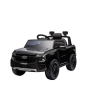 Elektromos játékautó FORD Ranger 12V, fekete, Bőrülés, 2,4 GHz-es távirányító, Bluetooth / USB bemenet, Lengéscsillapított felfüggesztés, 12V akkumulátor, Műanyag kerekek, 2x30 W MOTOR, EREDETI licenc
