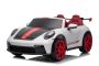 Elektromos gyermekautó Porsche 911 GT3 RS 24V 4x4 meghajtással, fehér, műbőr ülések, 2,4 GHz-es távirányító, USB/AUX bemenet, 200 W-os motorok, puha EVA kerekek, felfüggesztés, lítium akkumulátor, LED lámpák elöl és hátul, eredeti engedély